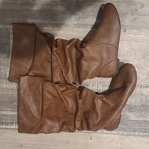 Brown Faux Leather Boots